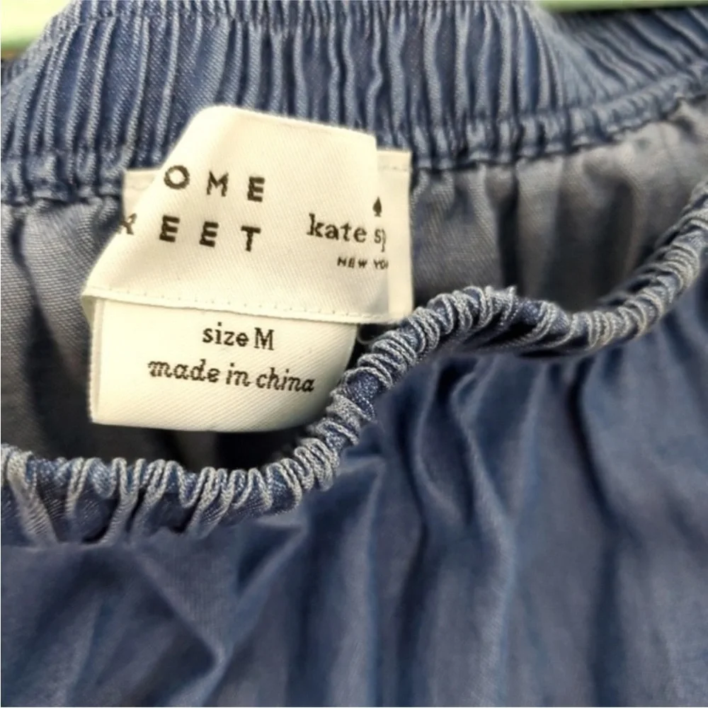KATE SPADE BLUE CHAMBRAY OFF THE SHOULDER TOP M